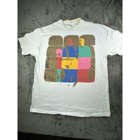 Vintage U2 Zoo Tv Outside Broadcast T-Shirt Extra Large White 1992 Rock Band 90s - Picture 1 of 16
